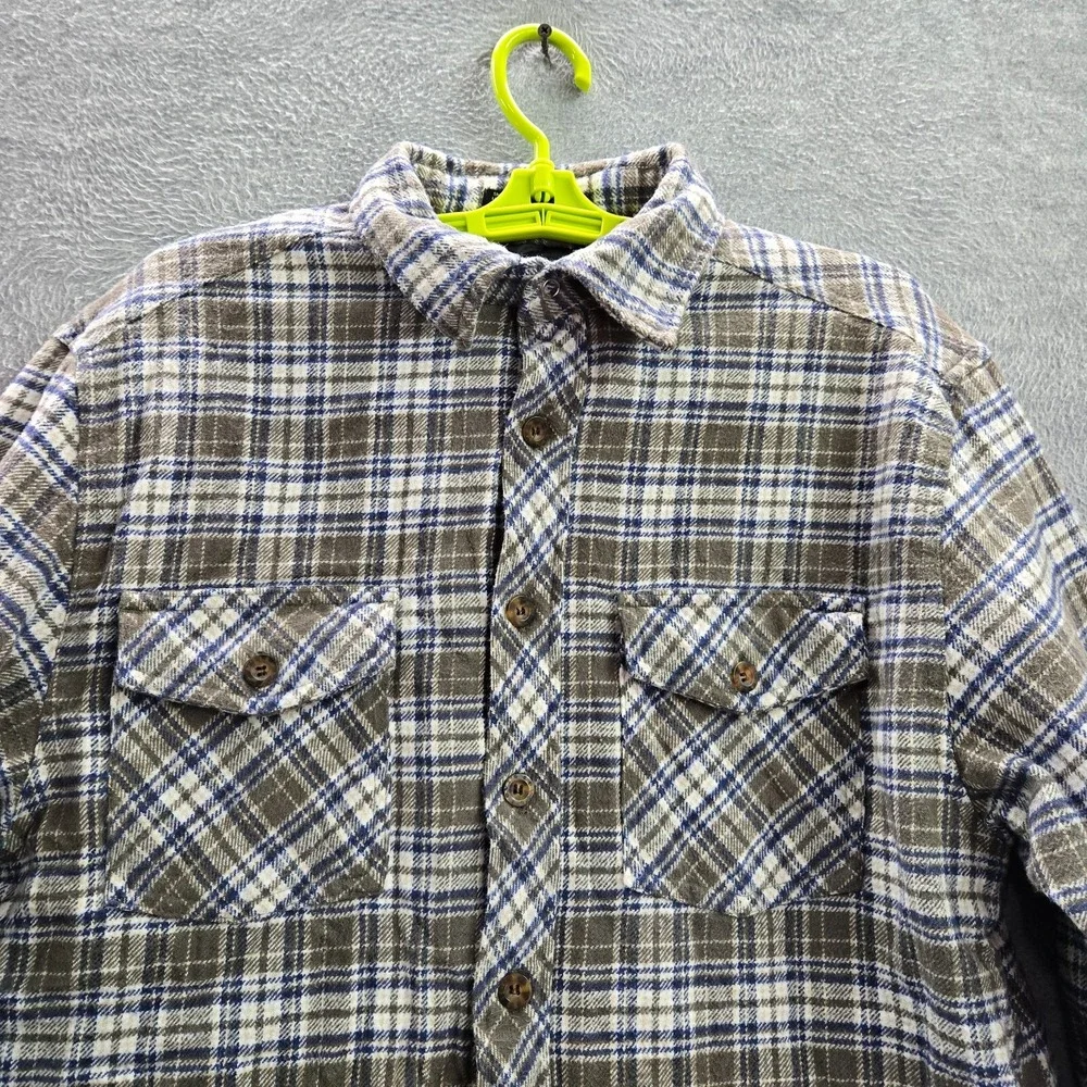 Levi's‎ Men Jacket Medium Brown Plaid Quilted Lined Shacket Pockets